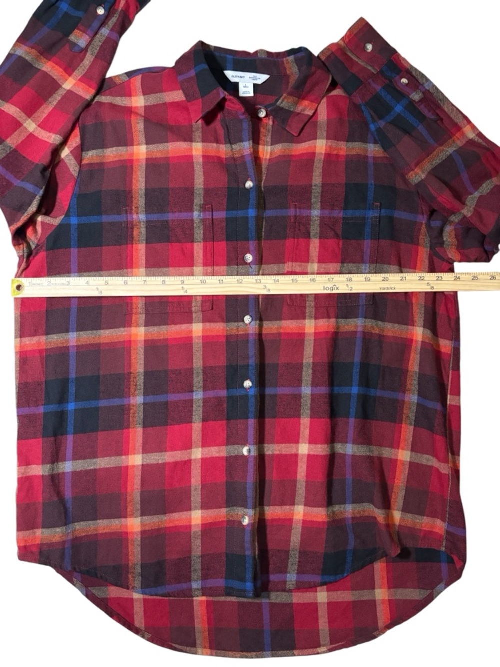 Old Navy The Boyfriend Shirt Plaid Button Up Women's Large Tall Long Sleeve - Picture 13 of 15